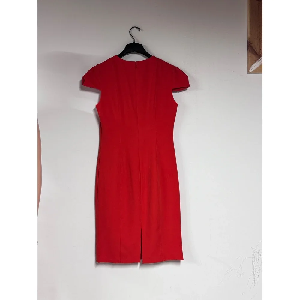 Antonio Melani Red Cap Sleeve Sheath Dress Size 6 Professional Workwear Career - Picture 2 of 7